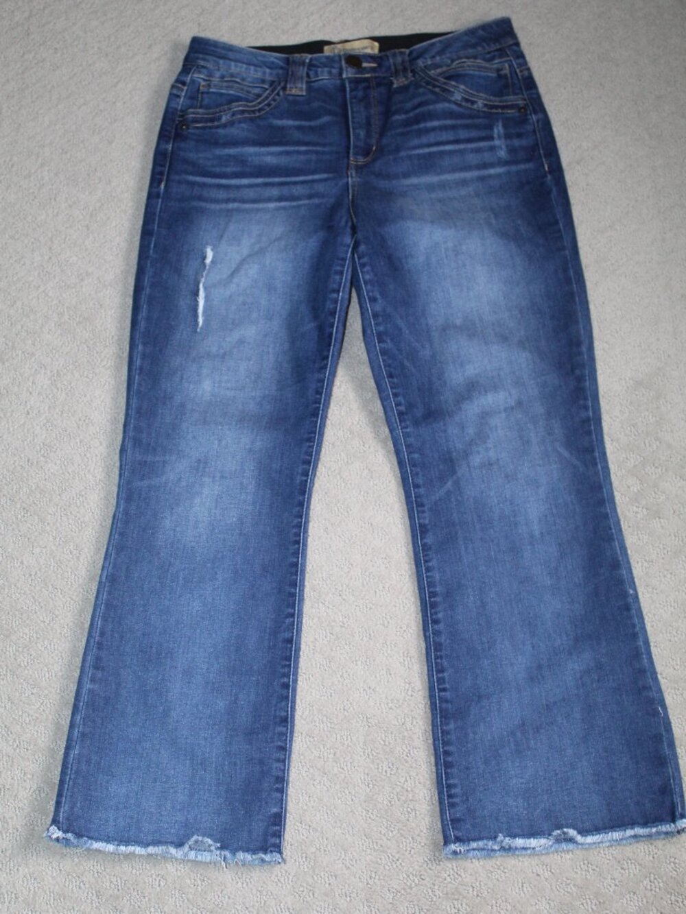 Democracy Ab Technology Size 6 High Rise Straight Leg Blue Jeans Raw Hem